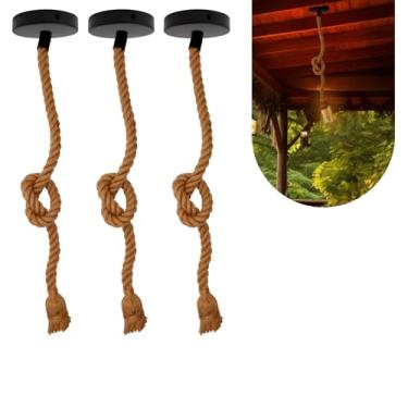 Imagem de Kit 3 Luminária Pendente Teto Corda Sisal Rústico 1m Lpcr11