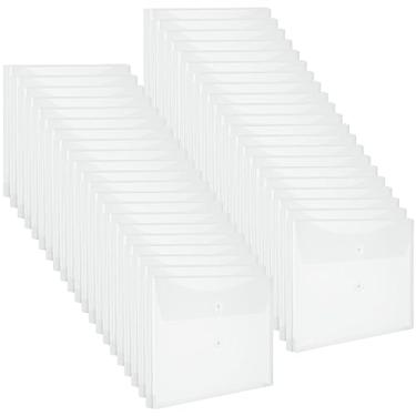 Imagem de Tatuo 50 envelopes de plástico A4 com fecho de cordão de expansão de 3,5 cm pastas de envelopes de plástico tamanho carta para documentos, organizador de papel transparente para material escolar de