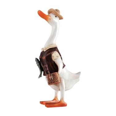 Imagem de Ｂｅｓｇａ Pato Jardim Estátua Gramado Ornamento Novidade Figura Resina Estatueta Animal Escultura para Entrada Da Fazenda Lagoa de Peixes Prateleira, Castanho Profundo, Tamanho real