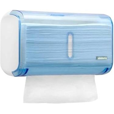 Imagem de Saboneteira Para Sabonete Liquido E Toalheiro Azul Dispenser Porta Papel Toalhas Interfolhado De Banheiro