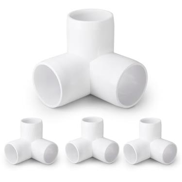 Imagem de Acessórios para tubos de PVC de 3 vias, 3 cm, encaixe em T de saída lateral de canto de cotovelo de PVC branco Zernmiarder SCH40, conectores de tubulação de grau de móveis - Serve para tubos de