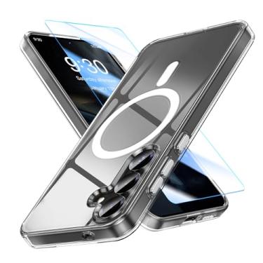 Imagem de MATEPROX Capas transparentes compatíveis com Samsung Galaxy S25 Plus, capa magnética transparente fina de cristal à prova de choque com protetor de tela para S 25+ 6,7'' 5G (2025)