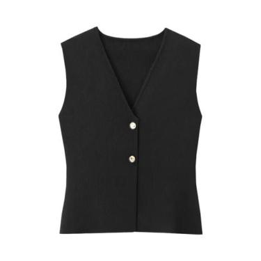 Imagem de Conjunto Feminino de Verão em Malha - Colete com Decote V e Saia Longa