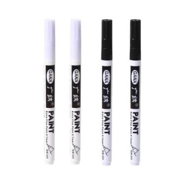 Imagem de Canetas Marcadoras Permanentes - 0,7mm Extra Finas - Preta e Branca - 