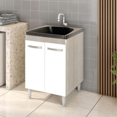 Imagem de Balcão Gabinete tanque com cuba 0,60X0,60 Vectra Elmo/Branco HR Móveis