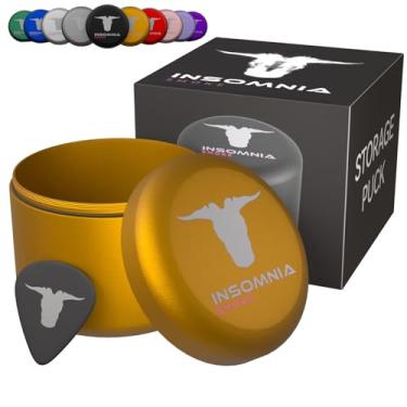Imagem de Insomnia Smoke Disco de armazenamento compacto | À prova de cheiro, à prova de água, hermético, recipiente de alumínio, lata de metal para tabaco, tamanho de viagem, lata Zyn (dourada)