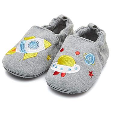 Imagem de LAFEGEN Sapatos de caminhada para bebês meninos e meninas com sola macia antiderrapante, mocassim infantil para recém-nascidos, primeiro andador, chinelo para berço (6 a 24 meses), 01 Grey Rocket, 6-9 Months Infant