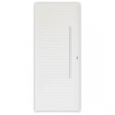 Imagem de Porta de Alumínio Lambri 210x90cm com Fechadura Rolete e Puxador Project MGM Branco