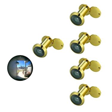 Imagem de TOGU Lente de vidro HD de latão sólido com certificação UL TG3016YG-PG olho mágico de 220 graus com capa de privacidade resistente para portas de 3,5 cm a 6,5 cm, acabamento dourado polido, 5 conjuntos