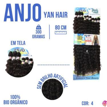 Imagem de Cabelo Afro Cacheado Bio Organico 80 cm Anjo Aplique Megahair Em tela 