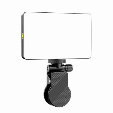 Imagem de Luz de vídeo LED de bolso Luz de videoconferência para computador tablet Celular DSLR Câmera LED Luz de preenchimento 3000K-9900K Bateria embutida regulável com clipe e adaptador de sapata fria