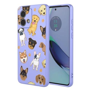 Imagem de KOARWVC Capa de telefone para Moto G84, Motorola G84 XT2347 capa fofa com design de padrão de gato fino protetor macio TPU bumper capa de telefone para Motorola Moto G84 cachorro roxo