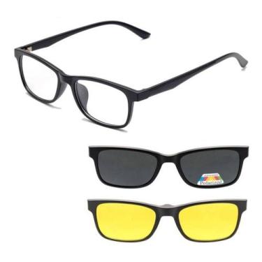 Imagem de Armação de Óculos de Sol E Grau Masculino Clip On 3x1 Polarizado Uv Ad