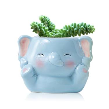 Imagem de DIYOMR Vaso de animais fofos, mini vaso de flores suculentas de cerâmica em forma de animal, suporte de plantas de ar interno, plantador de cacto decorativo liso e brilhante - plantas não incluídas