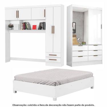 Imagem de Guarda Roupa Sevilha Plus Com Cama Casal Carioca Móveis Branco