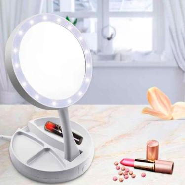 Imagem de Espelho Dupla Face Dobrável Portátil Iluminado Perfeito
