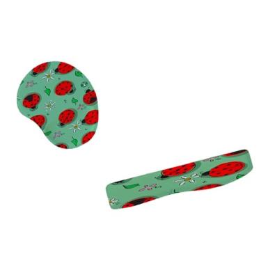 Imagem de Kit Mouse Pad E Apoio Teclado Ergonômico Joaninha Encantada