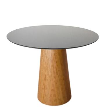 Imagem de Mesa de Jantar Cone Redonda 80 cm Base Madeira Freijó Tampo Laqueado