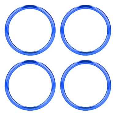 Imagem de GRCFUMO 4PCS Air Condicionador Tampa de ventilação Tampa de ventilação, Liga de alumínio CANTE DE ANELA AC A RING, ACESSÓRIOS INTERIORES Substituição para 2016-2019 (Azul)
