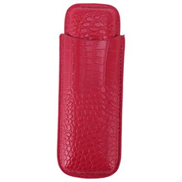 Imagem de Suporte para caixa de charuto GRCFUMO, umidor de charuto de viagem com design vintage, umidor de charuto vintage portátil de couro macio para amantes de charutos (Rood)