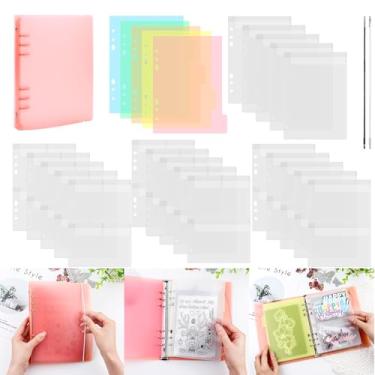 Imagem de Briartw Fichário de armazenamento de 6 anéis laranja A5 com 20 inserções - Organize carimbos, matrizes e materiais de artesanato - Material de polipropileno (PP) - 5 folhas cada para divisores