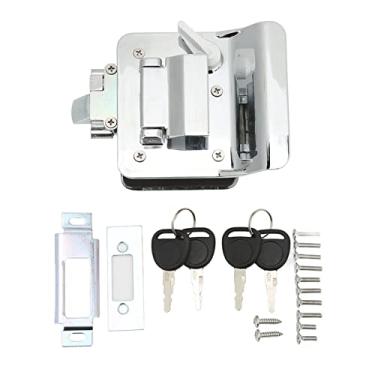 Imagem de Fechadura de porta de entrada para trailer, trava de segurança resistente, fechadura embutida para trailer, trailer, motorhome, liga de alumínio (cromada)