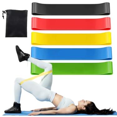 Imagem de Kit 5 Faixas Elásticas Super Mini Band - Para Fisioterapia Treino Exercícios Alongamento Yoga Pilates Em Casa + Academia Faixa Super Resistente Condicionamento Físico Relaxamento Perda de Peso