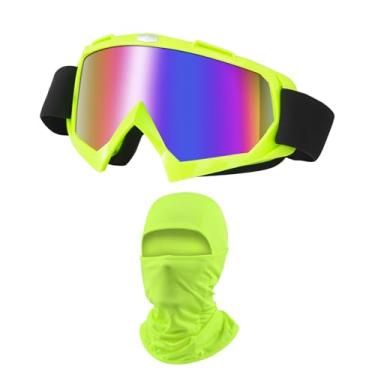 Imagem de LJDJ Óculos de motocross para motocicletas off-road para quadriciclo com proteção solar UV balaclava cobertura facial completa (fruta verde/colorido + máscara)