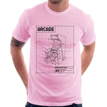 Imagem de Camiseta Arcade Fliperama Projeto - Foca na Moda, Rosa bebê, M