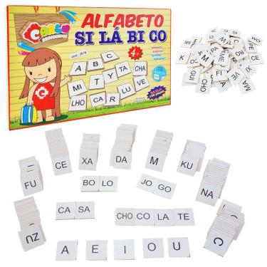 Imagem de Alfabeto Móvel Silábico De Madeira Educativo Carlu 150 Peças