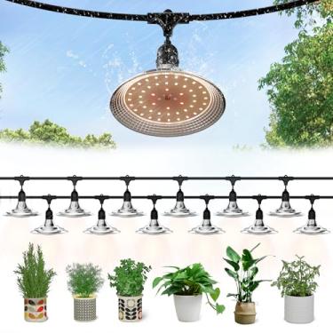 Imagem de Danshinro Luzes De Cultivo Led Externas De 12 Luzes – Luzes De Estufa De Espectro Total À Prova D'Água Para Plantas, Luzes De Corda Ajustáveis De 41 Pés Com 576 Leds, Lâmpadas De Base E26, Ip44 À Pr