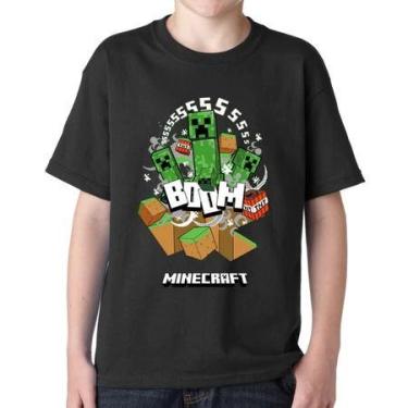 Imagem de Camiseta-camisa Minecraft jogo gamer T-shirt Blusa infantil e adulto B