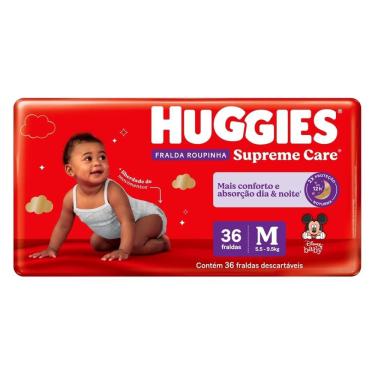 Imagem de Fralda Descartável Huggies Disney Roupinha Supreme Tamanho M - 6 Pacotes com 36 Fraldas - Total 216 Tiras