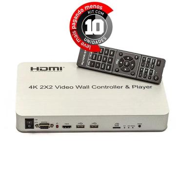 Imagem de Controlador De Vídeo Wall 2X2 Usb - Hdmi - 4K - Kit 10