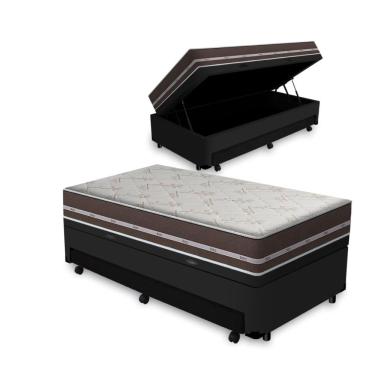 Imagem de Cama Box Baú e Auxiliar Solteiro + Colchão de Molas - Anjos - Classic Superlastic - 88x188x64cm