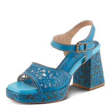Imagem de Spring Step L'Artiste Sandálias femininas SAVYCHIC plataforma – bico aberto, couro e malha, fecho de velcro, Turquesa, 38