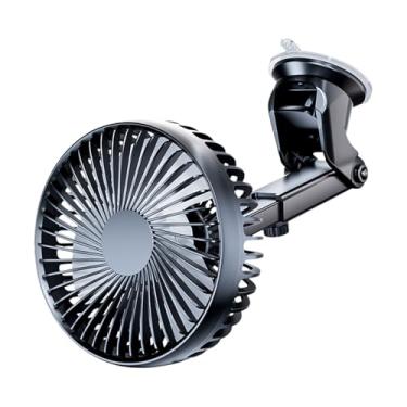 Imagem de Fã portátil para carros, ventilador de sucção para carro,Ventilador de pára -rotativo ajustável com forte sucção | Configurações compactas telescópicas de baixo ruído de 3 velocidades de ar para