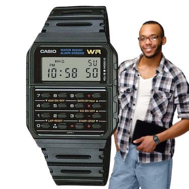 Imagem de Relógio Casio Masculino Hora Dupla Crônometro Calculadora Quadrado Calendário Esportivo Digital Resistente à água Preto CA-53W-1Z