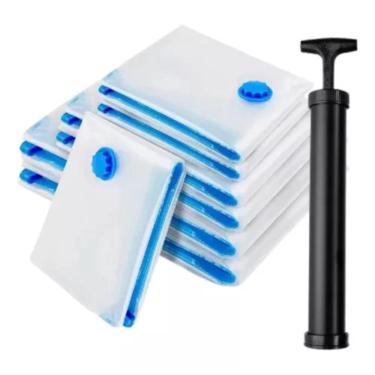 Imagem de Kit Saco A Vácuo 60X80Cm Organizar Roupas + Bomba De Sucção