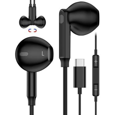 Imagem de Fones de ouvido com fio para iPhone 17 16e USB C para Apple 17 Air/16e/16/16 Pro/16 Plus/16 Pro Max/15Pro/15Plus/15 Plus/15 Tipo C, cabo com microfone, para Samsung Galaxy S25 Edge S24 Ultra S23