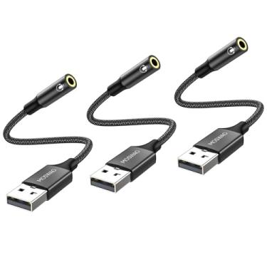 Imagem de MOSWAG USB to Audio Jack Adapter 0.65Feet/20cm,External Sound Card Jack Audio Adapter with 3.5mm Aux Stereo Converter Compatible with Headset,PC,Laptop,Linux,Desktops,PS4 and More Device