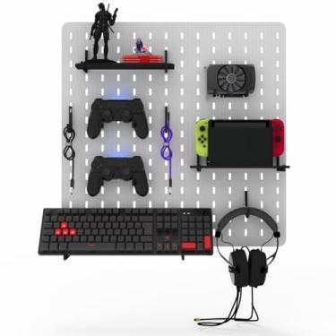 Imagem de Painel Gamer Pegboard Organizador M�dio 59x59cm Mdf Branco