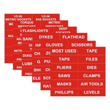 Imagem de Etiquetas magnéticas de organização de caixa de ferramentas, etiquetas organizadoras de caixa de ferramentas com ímãs fortes, impressão fácil de ler - serve para todas as marcas de gavetas de caixa de