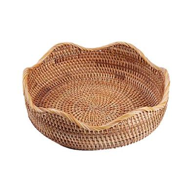 Imagem de Cesta oval de vime, cesta de pão, cesta de armazenamento para alimentos, frutas, cosméticos, mesa