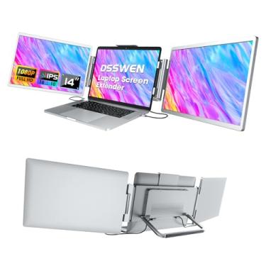 Imagem de Extensor de tela de laptop portátil: extensor de monitor de laptop de tela tripla de 14 polegadas, extensor de monitor de laptop IPS FHD 1080p com suporte, extensor de tela de laptop Plug & Play para