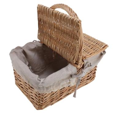 Imagem de Cesta de Piquenique de Vime Premium Com Alça, Durabilidade Duradoura, Aderência Confortável, Design Elegante, Grande Capacidade, Adequado para Piqueniques, Camping, Dia das Mães,