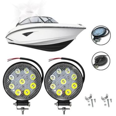 Imagem de Kit Farol Auxiliar Milha Redondo Lancha 6000K 12/24V 27W 2Un - Autovex