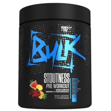 Imagem de Pré Treino Stoutness 300g Suplemento Em Pó Fórmula Exclusiva Com Beta Alanina Taurina Cafeína Arginina Bulk Nutrition Sabor Sabor Maçã Verde ou Frutas (Fruit Punch, 300g)