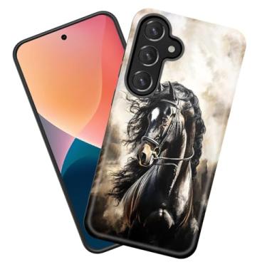 Imagem de KJFHDJFDH Capa para Galaxy A56 5G, resistente à prova de choque, borracha de silicone macia + capa protetora híbrida de plástico rígido para Samsung Galaxy A56 5G 6,7 polegadas 2025, cavalo preto