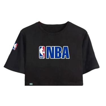 Imagem de Cropped Blusa Feminina Manga Curta Algodão Algodão Basquete NBA-Feminino